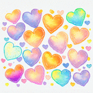 Coeurs colorés dans un monde enchanteur